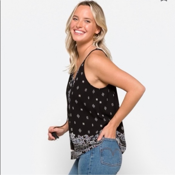 LUQ Black Design Rayon Tank top from Stitch Fix Size S - Picture 3 of 6